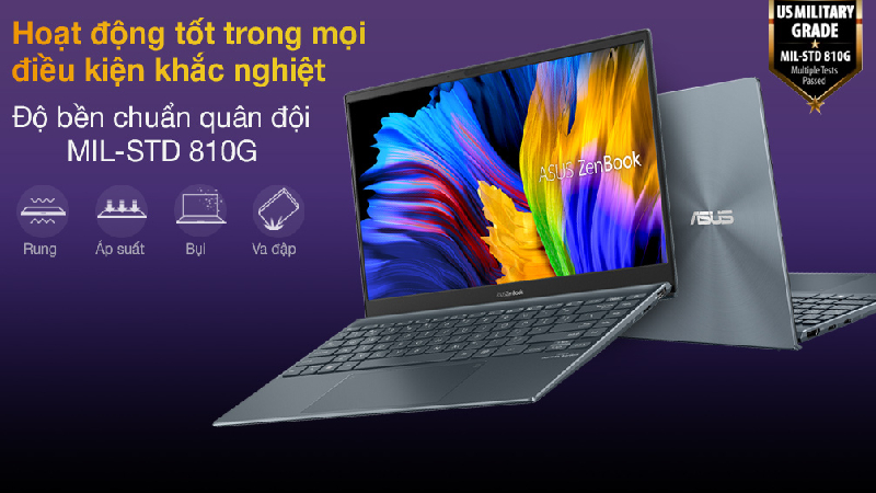 Laptop Asus ZenBook UX325EA i5 được thiết kế theo độ bền chuẩn quân đội 